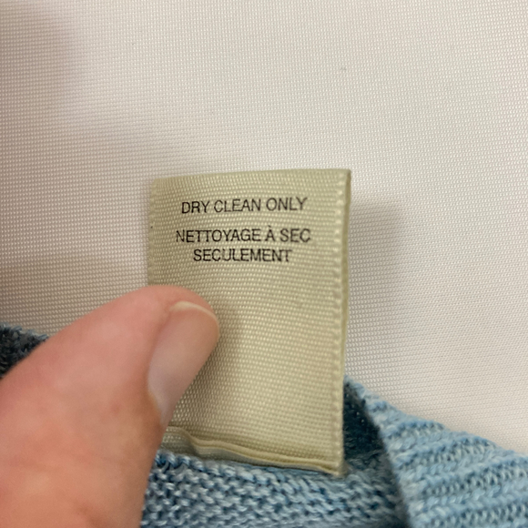 Wilke Rodriguez Mens Sz L Pullover V-Neck Sweater Blue Linen Blend Lightweight - Picture 6 of 7